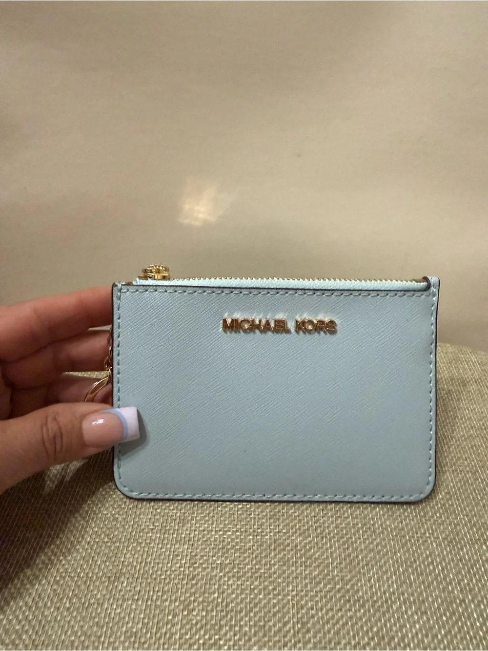 Michael Kors Light Blue Card & Key Holder with Gold Hardware - Picture 2 of 4